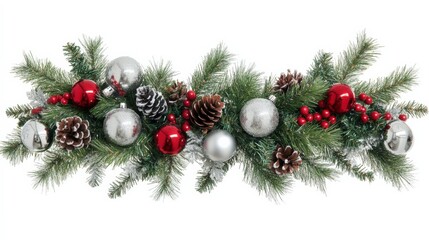 Fototapeta premium Festive Holiday Decoration with Pine Cones and Ornaments