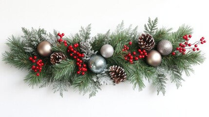 Elegant Holiday Centerpiece with Pine, Berries, and Ornaments