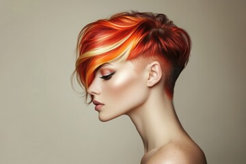 Trendy hairstyle with a stylish fringe and short cut Portrait of a fashionable woman