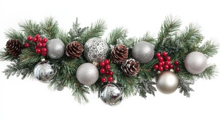 Fototapeta premium Elegant Holiday Decorations with Ornaments and Pine Cones