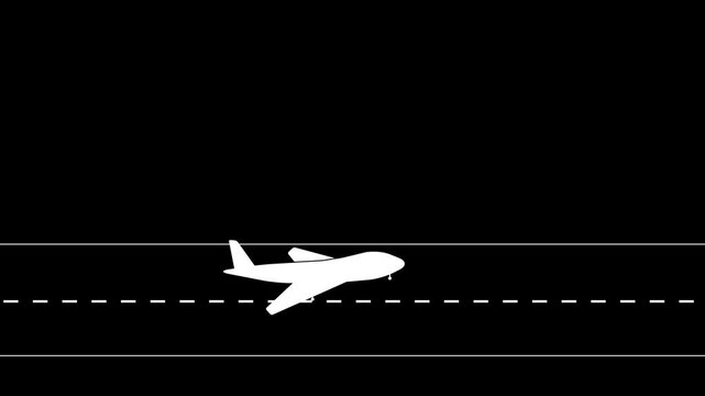 Airplane flying animation. The plain is taking off from the airport. plain flying icon logotype background.