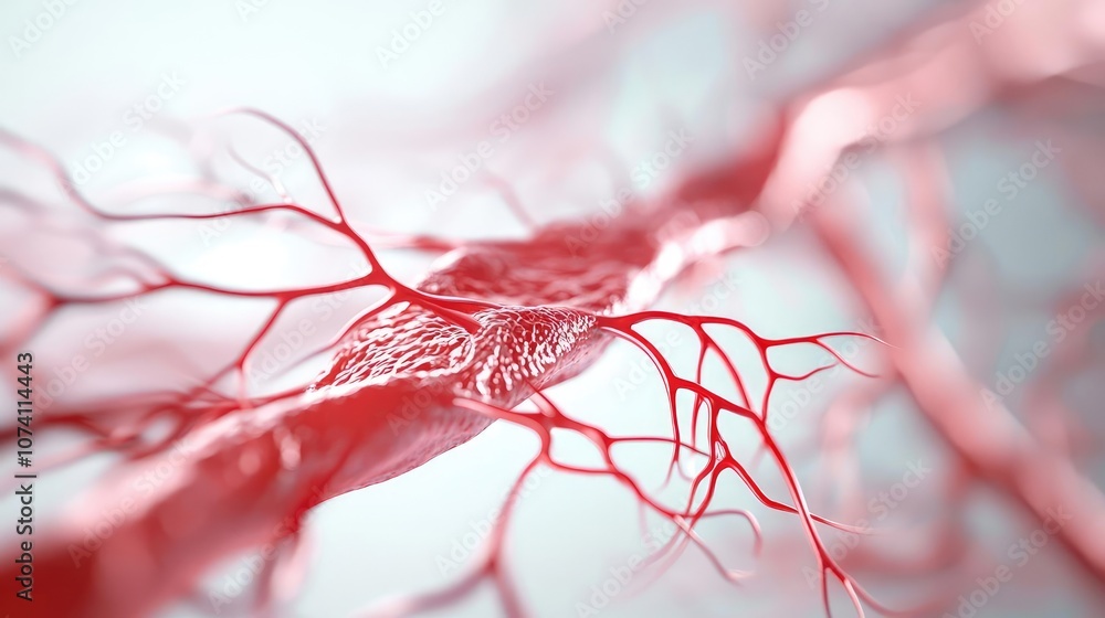 Poster abstract view of red veins illustrating circulation and connectivity.