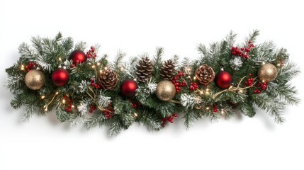 Festive Christmas Garland with Ornaments and Pine Cones