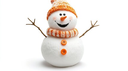 Obraz premium Cheerful Snowman with Orange Accessories and Buttons