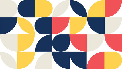 Abstract Geometric Pattern Artwork. Retro colors red and white background.