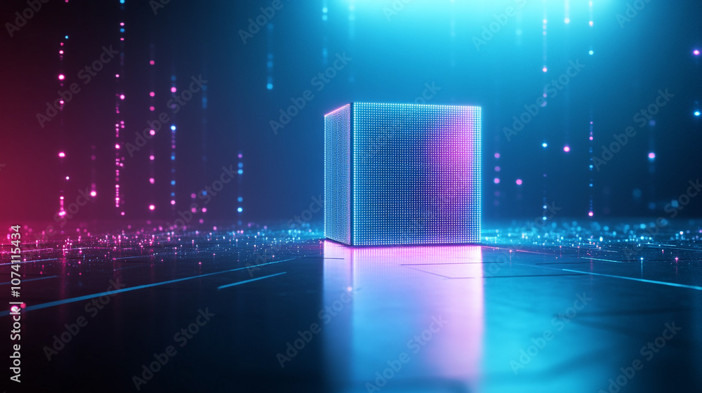 Poster data flow background technology screening, abstract technology background hi-tech communication conc