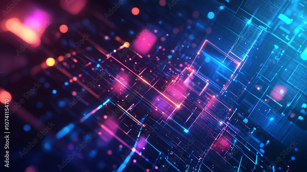 Poster data flow background technology screening, abstract technology background hi-tech communication conc