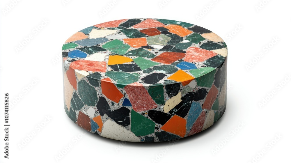 Poster Colorful Round Table with Unique Mosaic Design