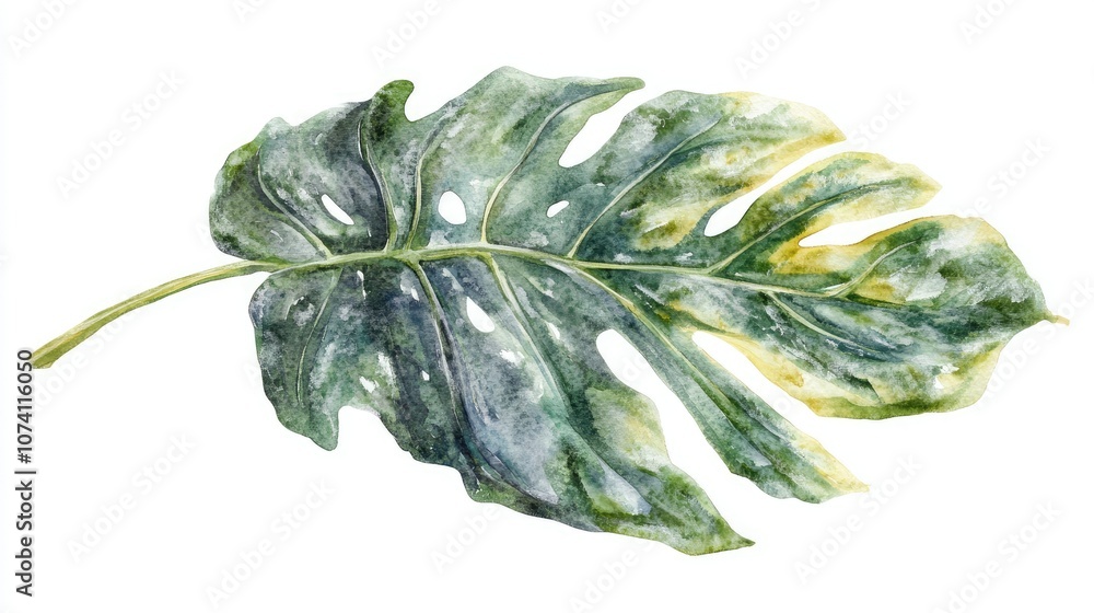 Poster Green Leaf with Unique Texture and Pattern