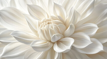White Dahlia Bloom: Macro Photography, Petals, Flower, Soft Lighting, Botanical