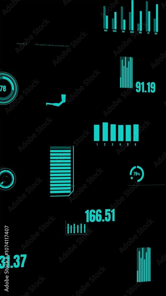 Poster visionary industry data dashboard presenting machine status . 3d rendering computer graphic .