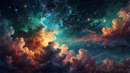 Fantasy Background Dreamy Sky with Color - generative ai