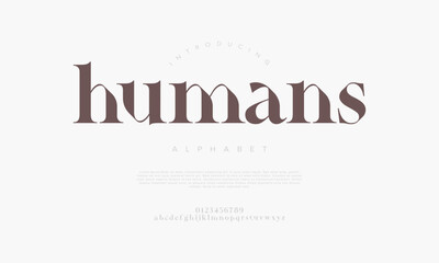 Humans typography beauty fashion elegant minimalist serif italic fonts decorative wedding vintage retro logos. Minimal luxury font alphabet logo. Vector illustration