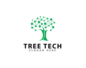 Obraz premium Tree Tech or Tree Science Logo Template Design Vector, Emblem, Design Concept, Creative Symbol, Icon