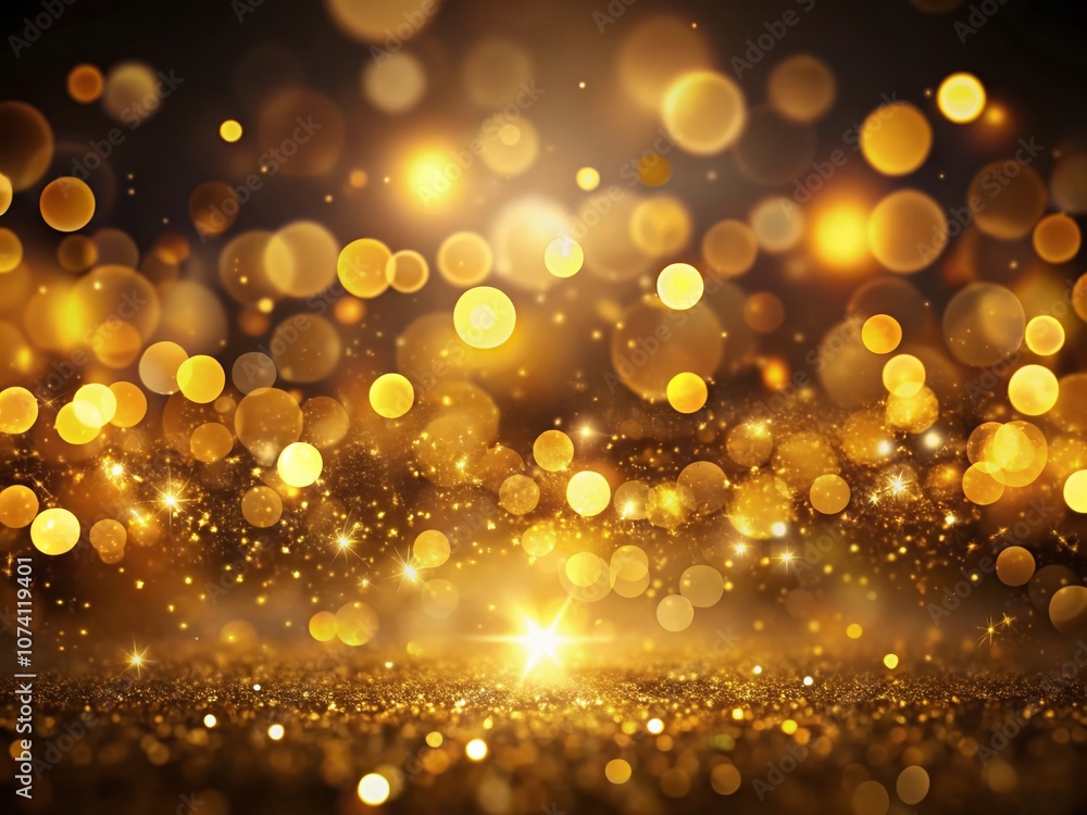 Poster mesmerizing abstract golden lights and bokeh effect on dark background creating a stunning visual ex