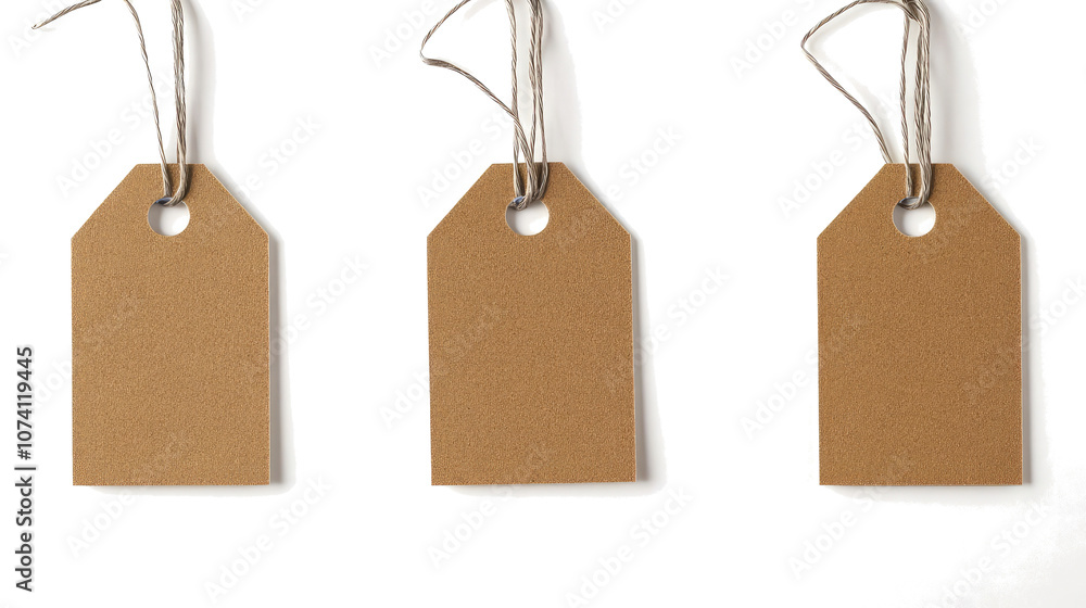 Poster set of three empty price tags on a transparent background generative ai