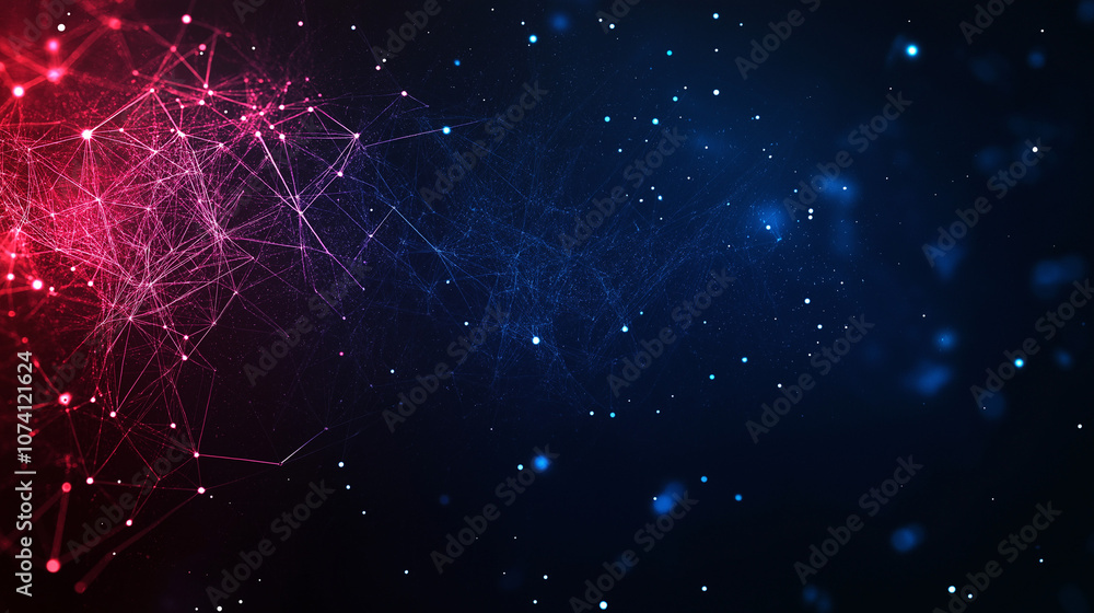 Aufkleber abstract network connections: a captivating abstract background with vibrant red and blue lines form