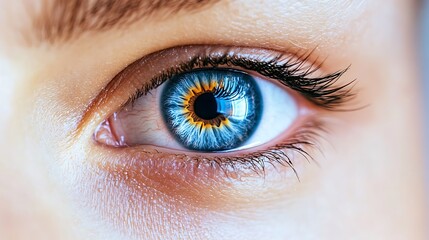 Obraz premium Close-up of a Human Eye with Striking Blue Iris
