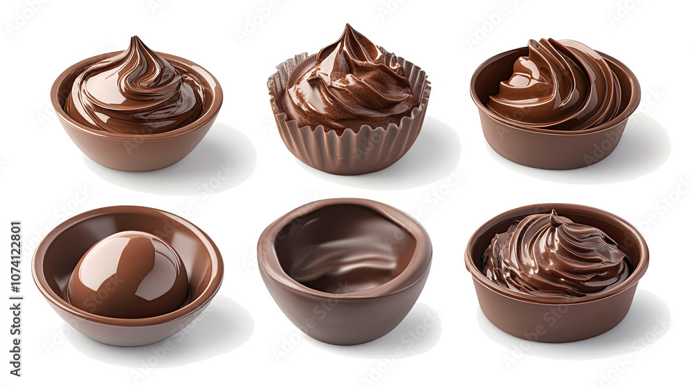 Aufkleber choco splashes in bowls on clear background generative ai