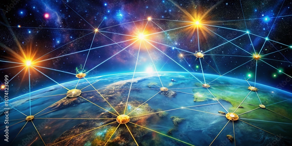 Poster modern aquarius space star concept map: a simplified drone photography exploration of celestial patt