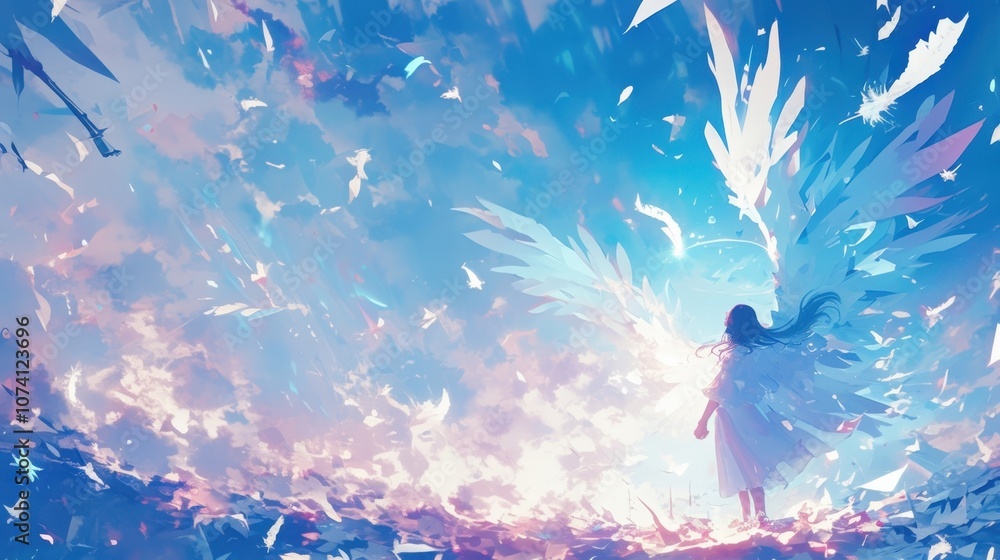 Poster the young fairy flitted through the meadow her wings sprinkling shimmering dust that turned into a c