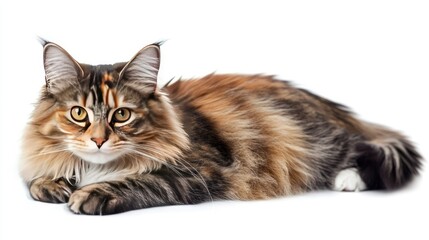 Obraz premium Majestic Maine Coon Cat on White Background