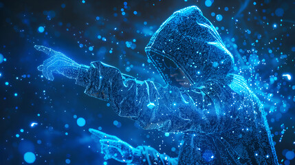 A mesmerizing blue background filled with starry patterns that evoke a sense of motion and energy, blending elements of science and technology.