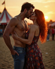 Romantic Sunset Embrace on the Beach