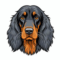 Gordon setter dog face cartoon illustration