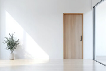 Obraz premium White empty room Interior background with door