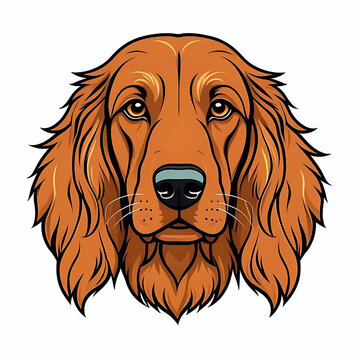 Irish setter dog head cartoon illustration, dog breed logo icon element