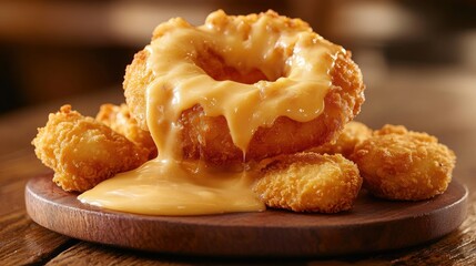 Cheesy Snack with Fried Donut and Chicken Bites