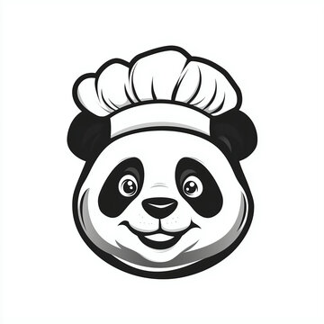 recommend clip art: Panda chef head logo silhouette illustration, animal cooking cartoon outline element
