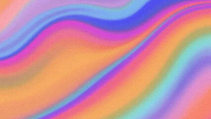 Obraz premium Abstract grainy background with gentle colored waves and lines, orange, purple and blue colors, noise grain texture wallpaper design