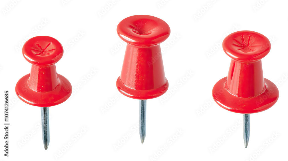 Poster collection of red push pins set against a transparent background generative ai