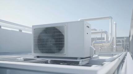 Modern HVAC Unit on Rooftop in Urban Setting
