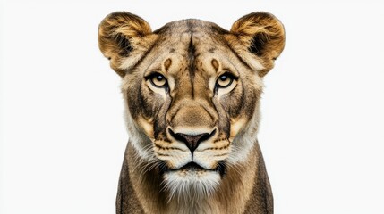 Obraz premium Majestic Lion Portrait on White Background