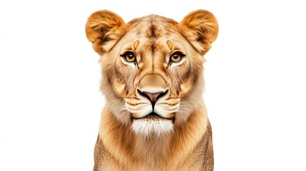 Obraz premium Majestic Lion Portrait on White Background