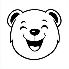 Obraz premium Line art of a cute laughing bear face mascot logo style illustration