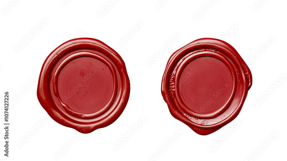 Poster set of two red wax seals on a transparent background for crafts generative ai