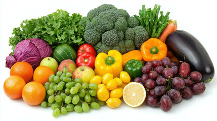 A Vibrant Display of a Diverse Selection of Colorful Fruits and Vegetables Showcasing Fresh Produce in a Bright and Artistic Arrangement for Culinary Inspiration