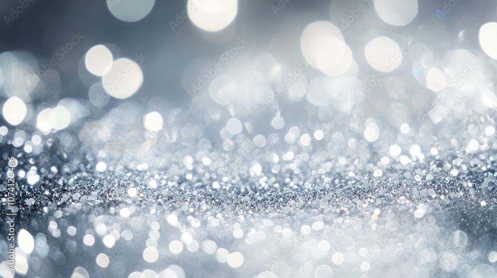 Poster abstract silver background featuring a textured design with shimmering glitter and bokeh lights suit