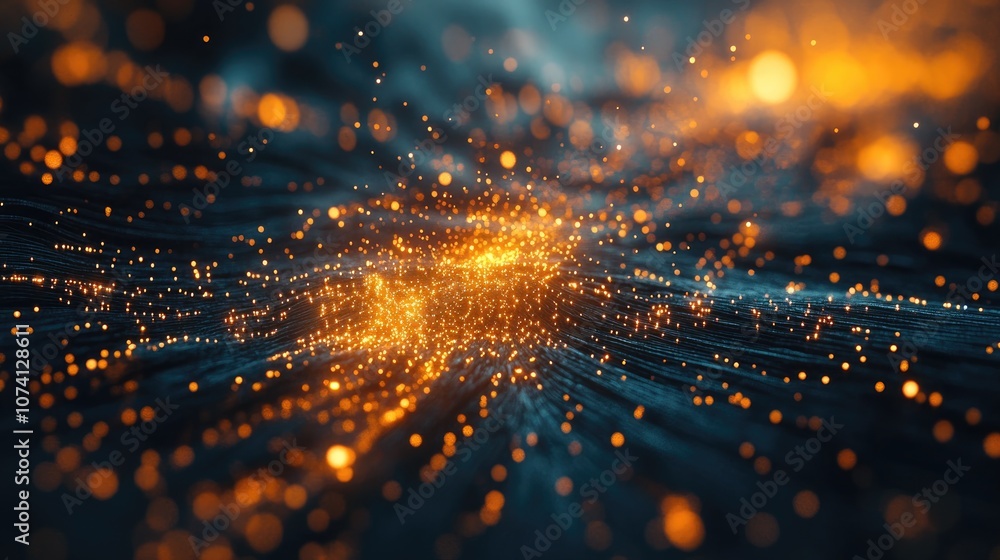 Poster elegant digital transformation data processing broken down into digital particles