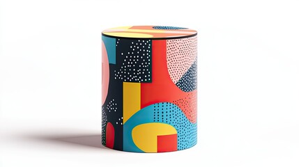 Obraz premium Colorful Geometric Art Design on a Cylinder Surface