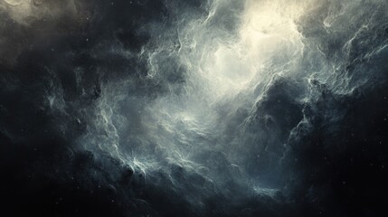 Fototapeta premium Enigmatic dimly lit space filled with swirling mist