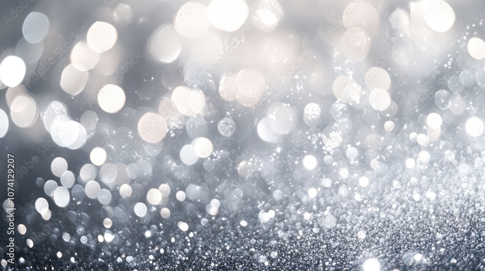 Poster abstract silver background featuring a textured design with shimmering glitter and bokeh lights suit