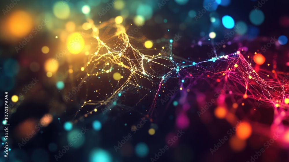 Aufkleber abstract background featuring a neural network design with vibrant glowing colors