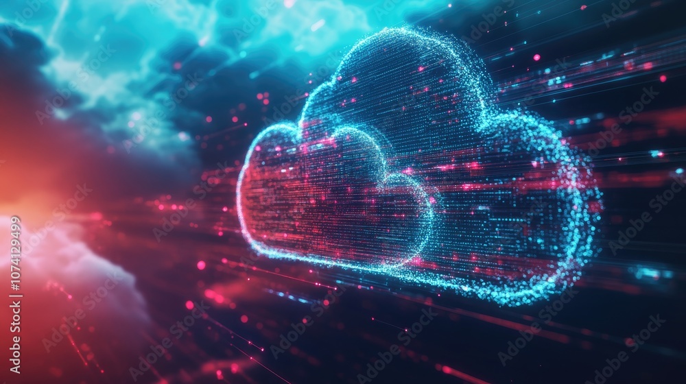 Poster cloud computing and online data storage featuring intelligent sharing software represents the evolut