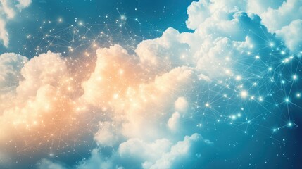 Modernized connections in the clouds illustrate the concept of a digital network facilitating global connections and international business interactions