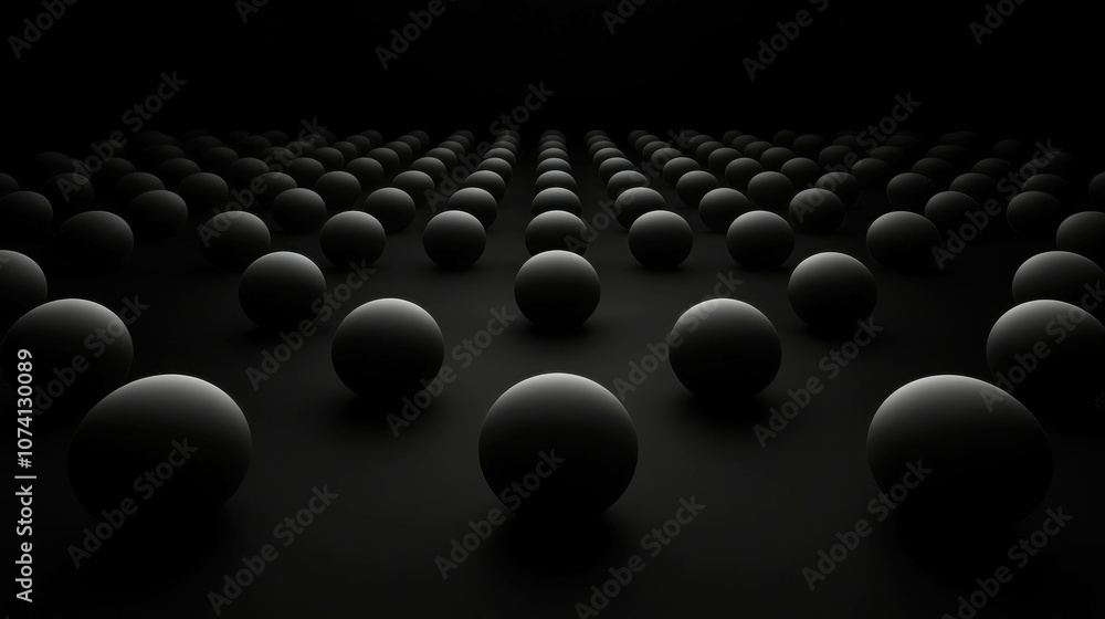 Poster an abstract pattern of floating orbs emitting a soft glow in a dark environment, perfect for modern 